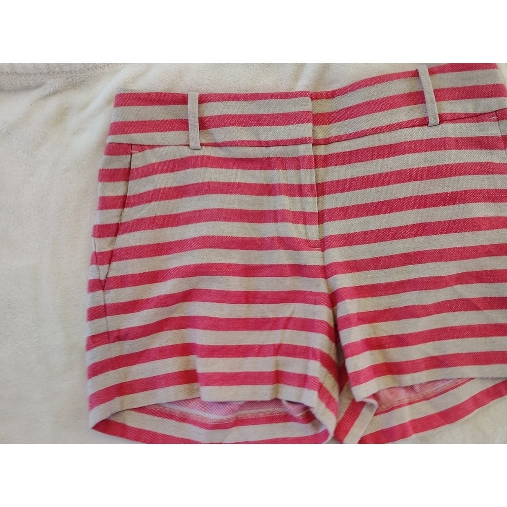 Ann Taylor LOFT Pink Beige Striped Shorts Womens Size 2 Textured Summer Casual
